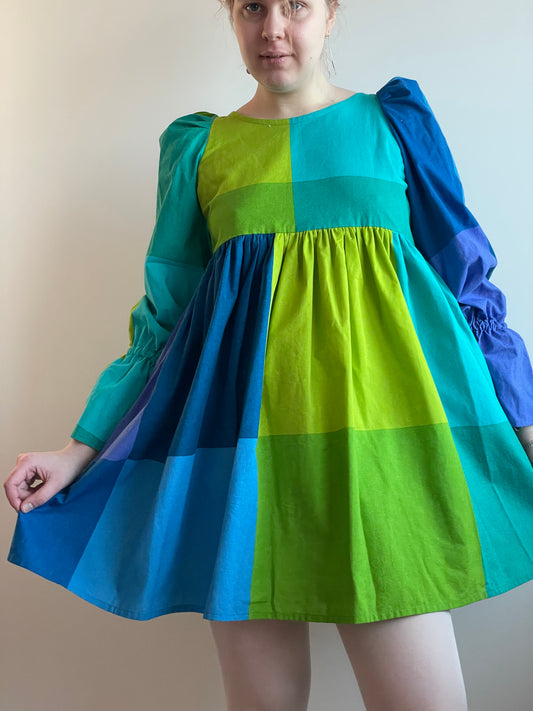 XS-S (M) blue dress with candy sleeves