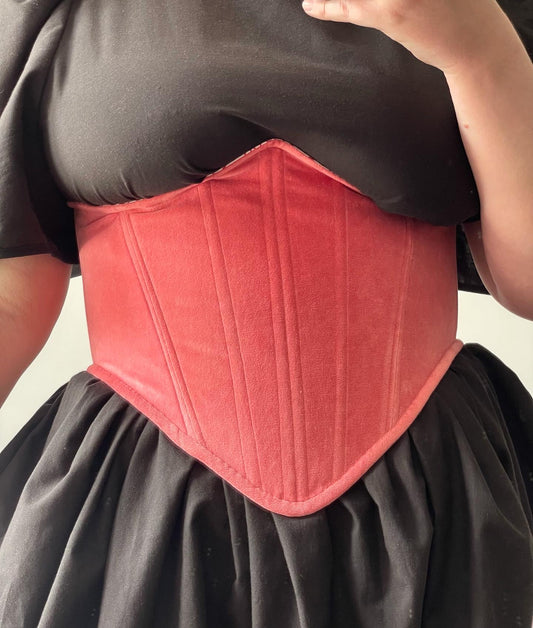 XL-2XL red velvet underbust corset