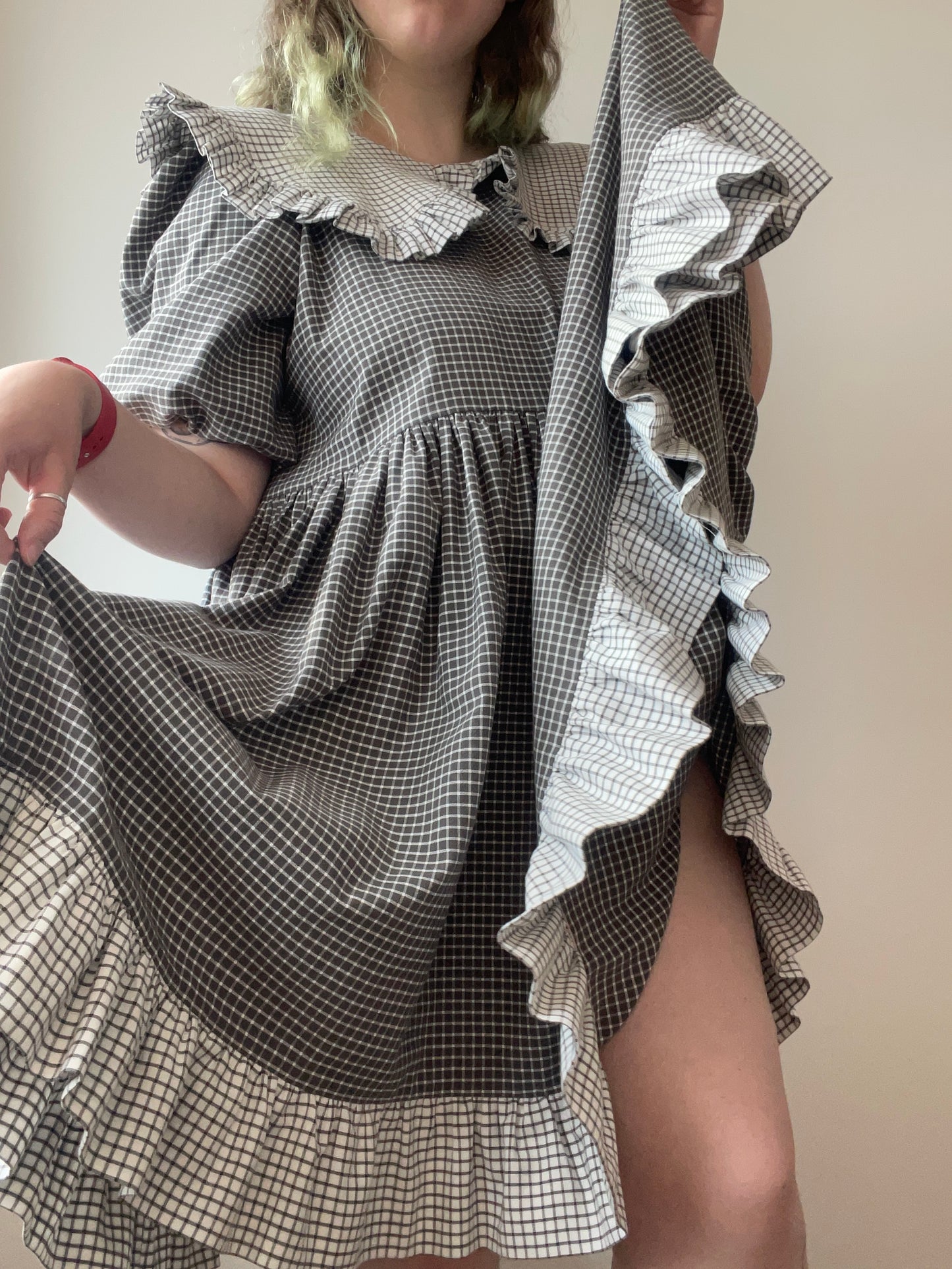 XL-2XL (3XL) grey+white spacious dress