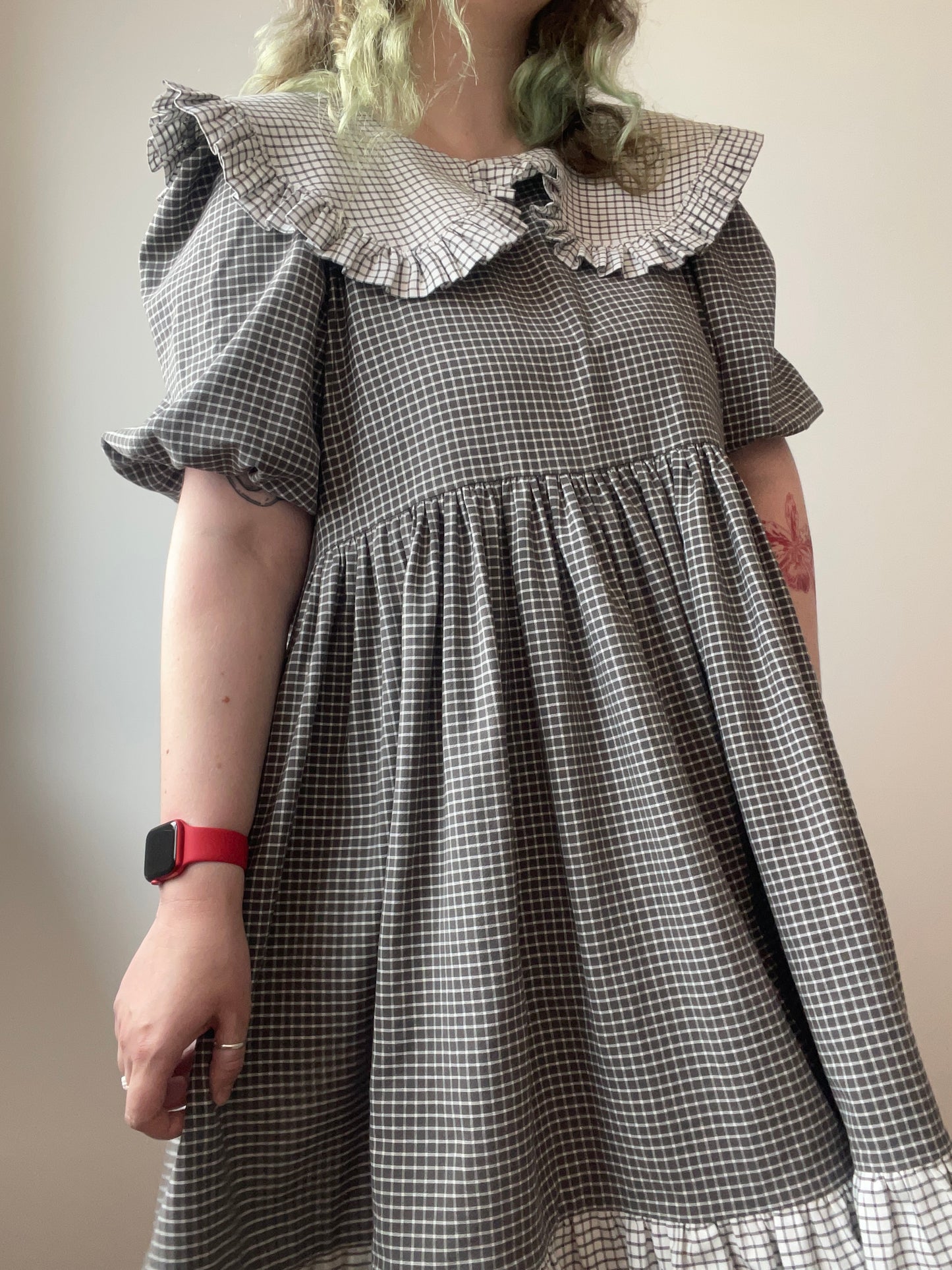 XL-2XL (3XL) grey+white spacious dress